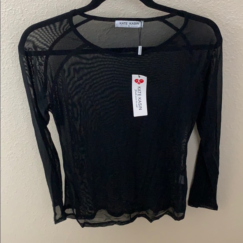 black mesh see through top